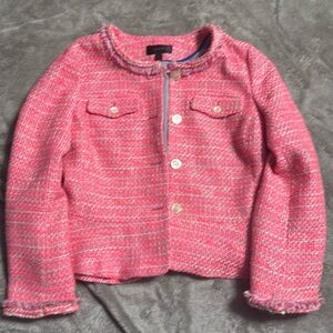 J.Crew Peplum Lady Jacket in Neon Fuchsia Pink Tweed